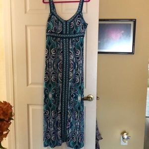 Maxi colorful dress multi blue black and white